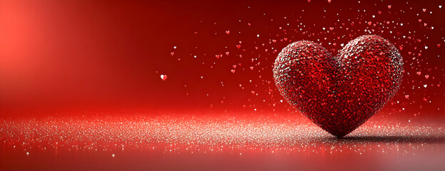 Poster - Red heart, sparkles, love, Valentine's