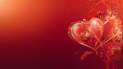 Wall Mural - Two hearts, red background, love, Valentine's