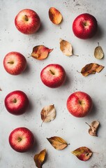 Wall Mural - Autumn Apples Arranged on Textured Surface