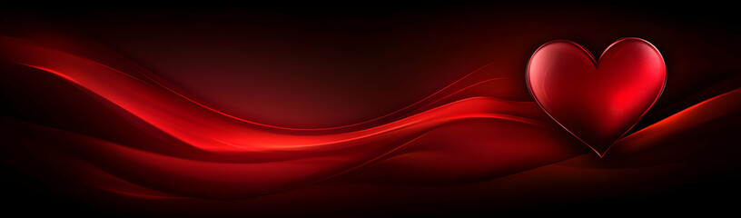 Poster - Red heart, wave background, love, romance