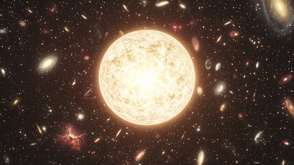 Wall Mural - A yellow star surrounded by many other stars