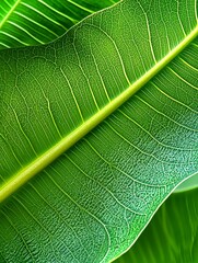 Sticker - Lush Green Leaf Texture, Nature Macro - Macro photography