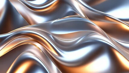 Poster - Shimmering waves of reflective elegance creating a mesmerizing dance of light in an abstract metallic landscape. Generative AI