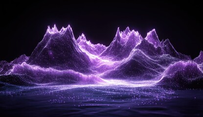 Poster - glowing purple mountainscape digital landscape