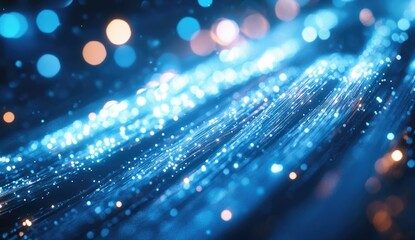 Poster - blue light streaks, bokeh background, digital art, abstract tech, website banner