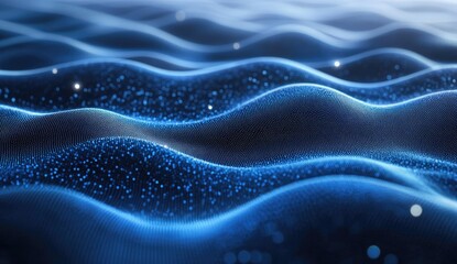 Poster - Abstract blue digital wave data flow background