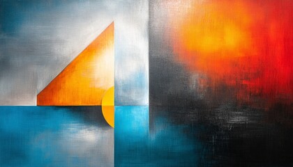 Poster - Abstract Geometric Composition with Bold Colors and Forms in Modern Art Style
