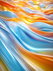 Poster - Abstract Blue Orange Liquid Waves Background - Abstract backgrounds