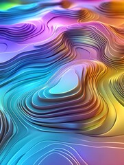 Poster - Abstract Colorful 3D Wave Background - Abstract & Geometric Designs