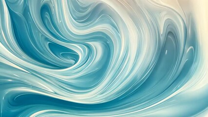 Poster - Swirls of blue and cream dance in an abstract art piece capturing movement and fluidity inspired by nature's beauty. Generative AI