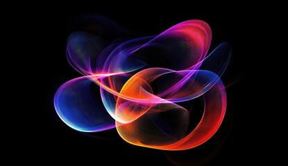 Poster - Abstract colorful light swirls on black background, digital art, website design