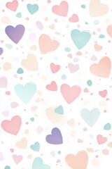 Wall Mural - Pastel hearts pattern, digital art, romantic background, phone wallpaper