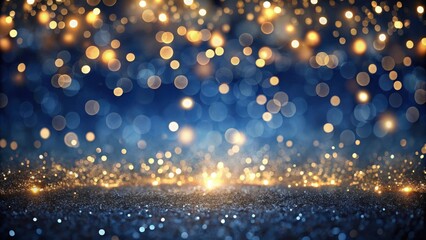 Wall Mural - abstract sparkling background shimmering blue and gold lights with glitter texture