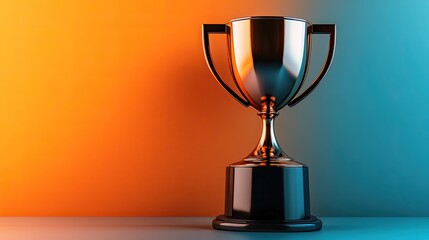 Poster - A modern glowing trophy resting on a high pedestal, symbolizing excellence, success, and hard work.