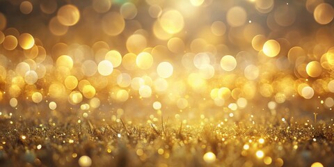 Wall Mural - golden bokeh lights shimmer on a sparkling surface