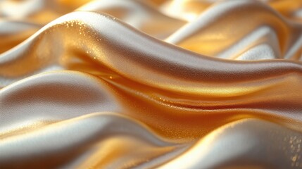Poster - golden satin fabric in soft waves background