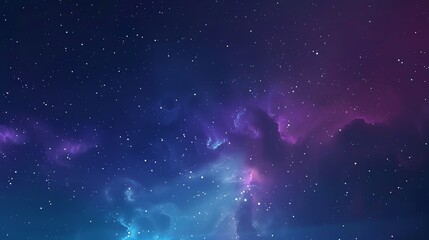 Wall Mural - a dark, starry night sky with a purple and blue nebula.