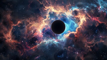 Wall Mural - a black hole in a colorful galaxy.