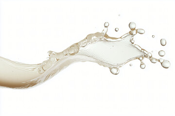 Poster - Liquid Elegance: A dynamic splash of light beige liquid artfully curves and flows, creating a visually stunning and elegant abstract image. 