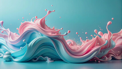 Aufkleber - Abstract Swirls of Pastel Pink and Blue Colors