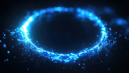 Poster - Glowing Blue Particles Form a Circular Abstract Design, Shimmering Dynamically in Space