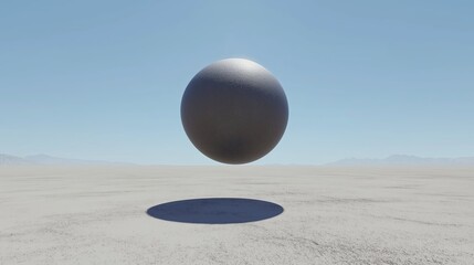 Poster - A floating sphere casting a soft shadow on an empty plane