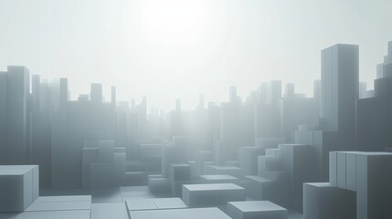 Poster - A futuristic cityscape reduced to basic geometric shapes.
