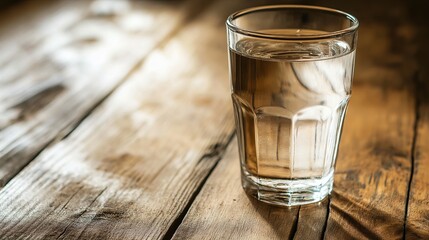 Poster - A glass of water placed in the exact center of an empty table