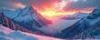 © AiGallery - Morning sun rise breaks through cloudy layer to reveal frosty mountain peaks in snowy valley, morning sun rise, atmospheric perspective, landscape