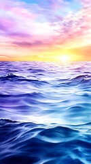 Wall Mural - Magical Sunset Ocean, Colorful Waves - Pastel colors