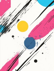 Fototapete - Colorful abstract art featuring bold shapes and dynamic brushstrokes on a light background. Generative AI
