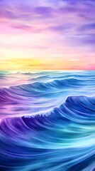 Poster - Pastel Ocean Waves, Dreamy Sunset - Pastel colors