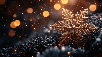Poster - snowing snowflake with christmas background