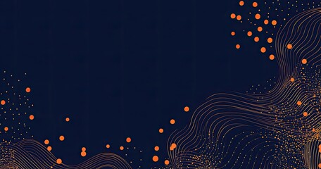 Poster - Abstract orange wave design, dark background, celebratory confetti, website banner