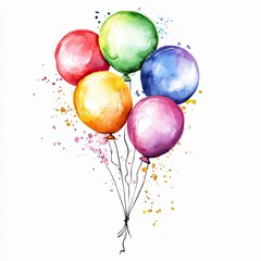 Wall Mural - Watercolor Balloon Design Festive Colorful and Joyful Party Decoration