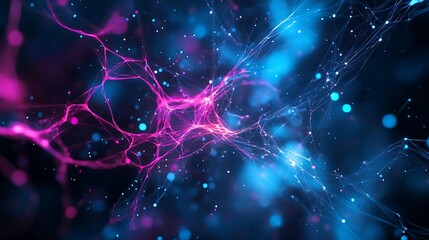 Poster - abstract neural network, connection, technology background