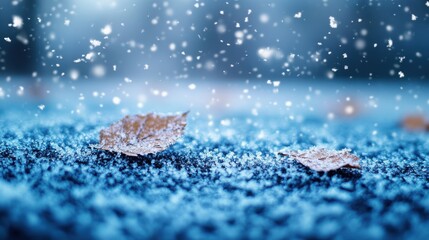 Poster - winter snow background with white snow flakes falling