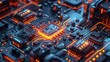 © DJINN 369 - Futuristic Circuit Board with Detailed Components and Illuminated Pathways in a High-Tech Environment