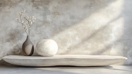 Wall Mural - Minimalist Still Life with Flowers Vase and Sphere