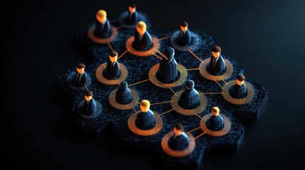 Poster - Orange and black candles arranged on a black surface with global network connection concept in the background