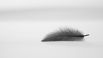 Poster - A single feather resting on a smooth white surface