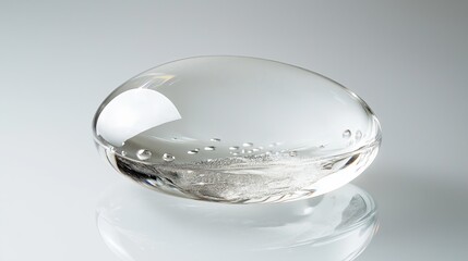Poster - A single rain droplet on a transparent surface, reflecting light.