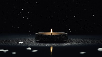 Poster - A single unlit candle in the middle of an all-black background