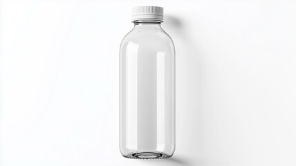 Wall Mural - Photorealistic image of a clear plastic water bottle with a secure twist lid, isolated on a white background
