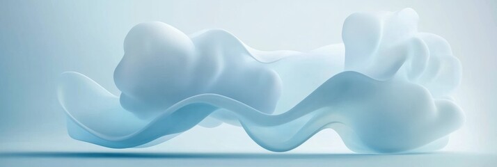 Poster - Abstract blue sculptural formation with smooth curves and fluid shapes creating a serene visual experience. Generative AI