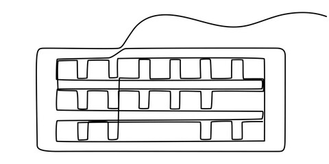 Fototapete - Keyboard. Bicolor line icon on black or white background - Editable stroke, continuous one line drawing, Outline vector keyboard top view, Simply Computer Keyboard, Simply Computer Keyboard.