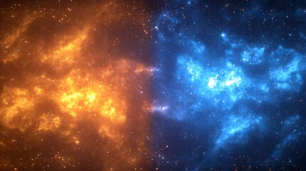 Wall Mural - Two stars, one orange and one blue, are shown in the sky
