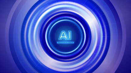 Poster - Digital technology abstract background with AI symbol, vector wallpaper
