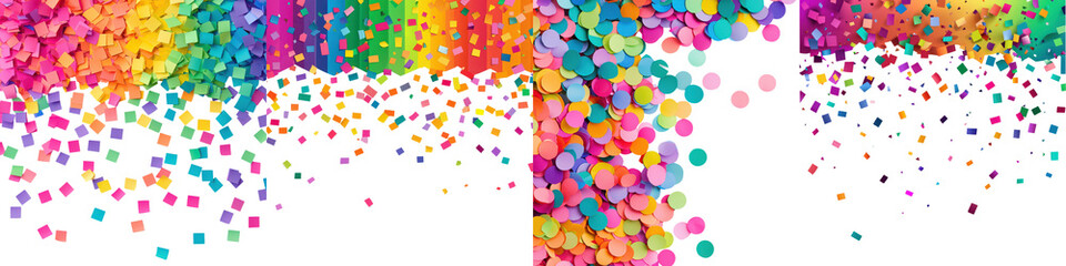 Wall Mural - A dynamic and visually striking abstract background featuring a vibrant explosion of colorful confetti like shapes in a diverse range of hues