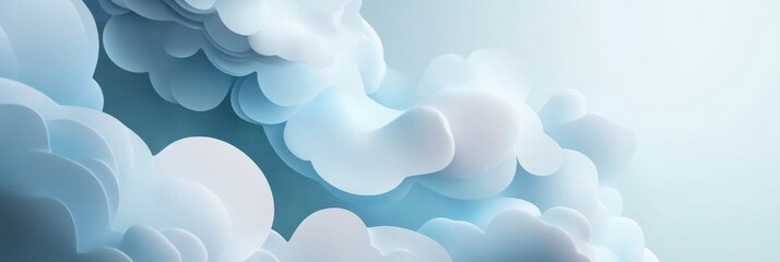 Wall Mural - Soft clouds drift across a serene sky creating a tranquil atmosphere during daytime. Generative AI